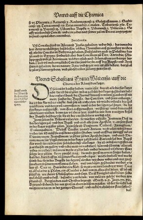 Vorred Sebastiani Franci Woerdensis/ auff die Chronica der Römischen ketzer.