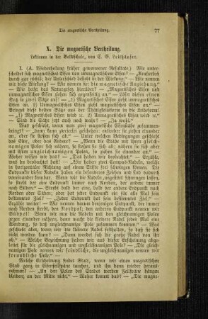 ¬Die¬ magnetische Vertheilung : Lektionen in der Volksschule
