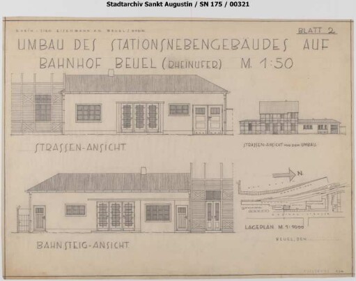 Beuel, Bahnhof, Umbau des Stationsnebengebäudes auf Bahnhof Beuel