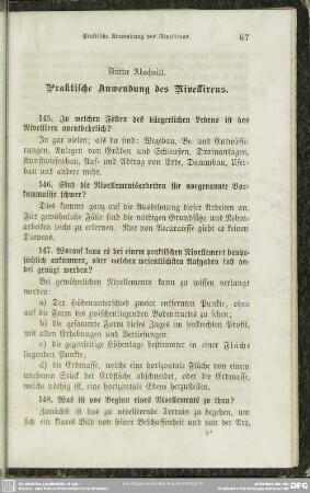 Dritter Abschnitt. Praktische Anwendung des Nivellirens