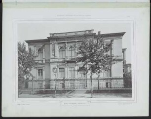 Dresdener Architektur-Album. Bauten und Entwürfe. Blatt 6: Wohnhaus des Herrn Häbler, Beuststrasse 2 in Dresden, Hauptansicht (Grundrisse auf Blatt 13). Hrsg. vom Dresdener Architekten-Verein. Dresden: Verlag George Gilbers/Buchhandlung für Architektur und Kunstgewerbe, 1875