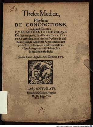 Theses med. phys. de concoctione, eiusque differentiis