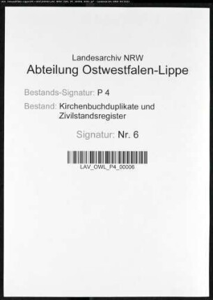 Zivilstandsregister der Munizipalität Aplerbeck (T 1811). (Gemeinde: Aplerbeck, Stadt Dortmund)