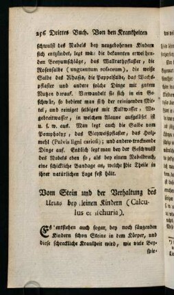 256-259, Vom Stein und der Verhaltung des Urins bey kleinen Kindern (Calculus et ischuria)