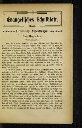 Vom Unglauben