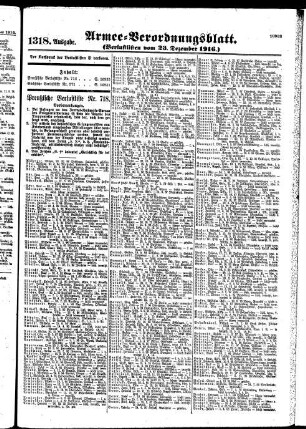 1318.Ausgabe. Samstag, 23. Dezember 1916