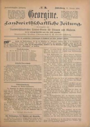 Zweiundsechzigster Jahrgang. No. 3. Insterburg, 18. Januar 1894.