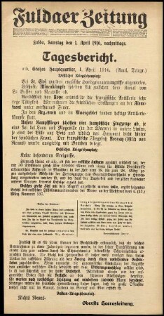 Ausgabe vom Samstag, den 01. April 1916.