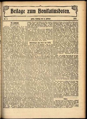 Zweite Ausgabe vom Sonntag, den 21. Februar 1909.