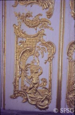 Berlin, Schloss Charlottenburg, Neuer Flügel, Speisesaal (Weißer Saal), R. 362, Tür.