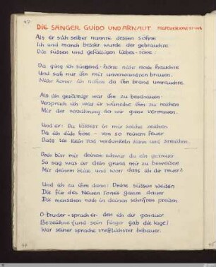 Die Sänger Guido und Arnaut (Fegefeuer XXVI, 97 - 148) : [SW X/XI: h2]; [SW X/XI, S. 77-79/182] / Geschrieben von Friedrich Gundolf