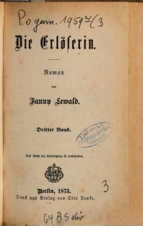 Die Erlöserin : Roman von Fanny Lewald. 3