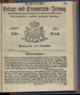 48tes Stueck, Montag den 27ten November 1797