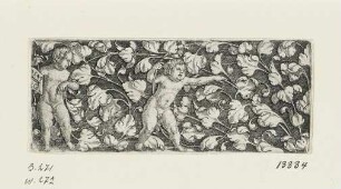 Ornament mit zwei Kindern und Laubwerk