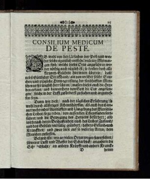 Consilium Medicum De Peste