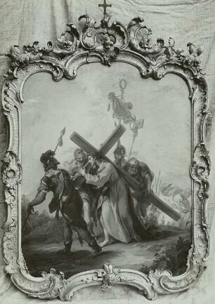 Simon von Cyrene hilft Jesus das Kreuz tragen, 5. Station