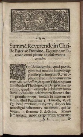 Summè Reverende in Christo Pater ac Domine, ...