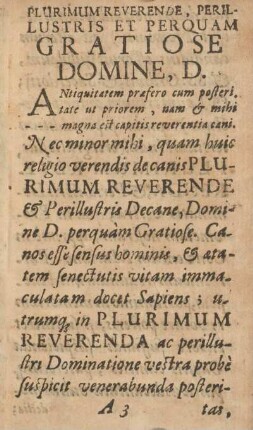 Plurimum reverende, perillustris et perquam gratiose Domine, D.