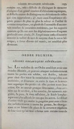 Ordre premier. Lésions organiques générales