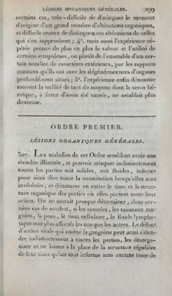 Ordre premier. Lésions organiques générales