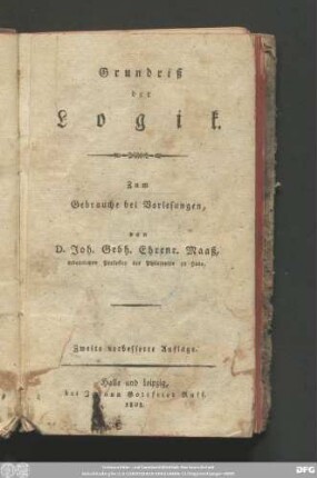 Grundriß der Logik : Zum Gebrauche bei Vorlesungen