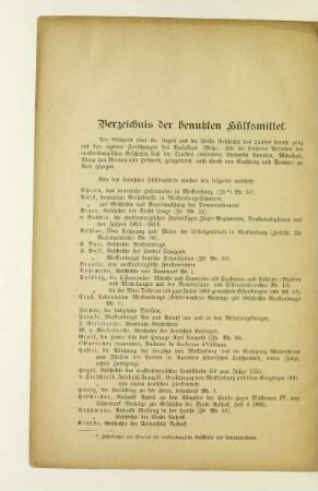 Verzeichnis der benutzten Hülfsmittel