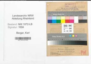 Entnazifizierung Karl Berger , geb. 23.11.1896 (Tankwart)