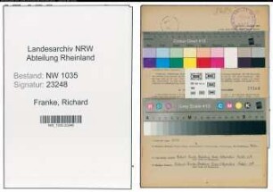 Entnazifizierung Richard Franke , geb. 13.07.1900 (Kaufmaennischer Angestellter)