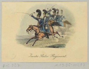 Das zweite Reiter-Regiment der Sächsischen Armee (?), aus einem Bilderbogen