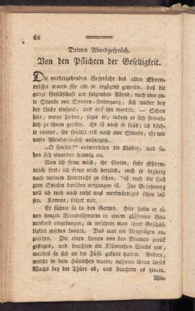 Drittes Abendgespräch. Von den Pflichten der Geselligkeit