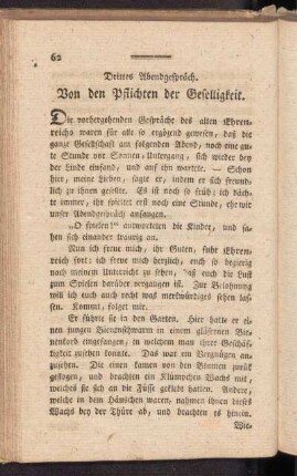 Drittes Abendgespräch. Von den Pflichten der Geselligkeit