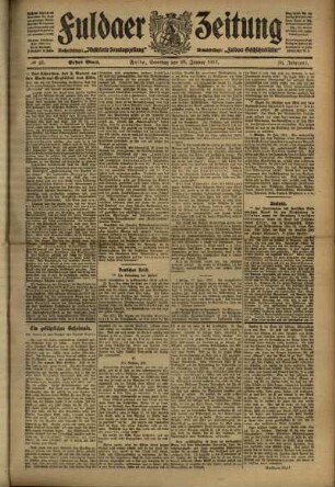 Erste Ausgabe vom Samstag, den 28. Januar 1911.
