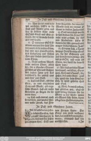 In Pest- und Sterbens-Zeiten.