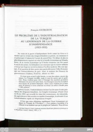 François Georgeon Le Problème De L'Industrialisation De La Turquie Au Lendemain De La Guerre D'Indèpendance (1923-1932)
