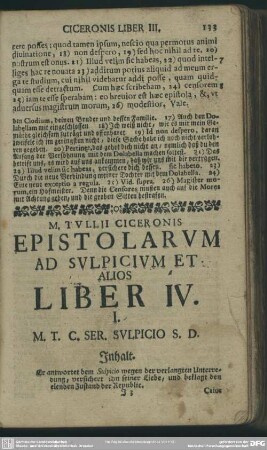 Epistolarum Ad Sulpicium Et Alios Liber IV.