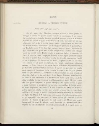 DXXX. Rubens à Pierre Dupuy. Anvers, 6 janvier 1628
