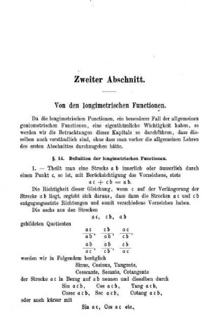 Die Lehre von den longimetrischen Functionen.