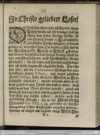 In Christo geliebter Leser