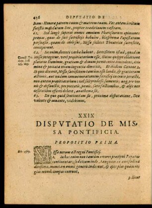 XXIX Disputatio De Missa Pontificia.