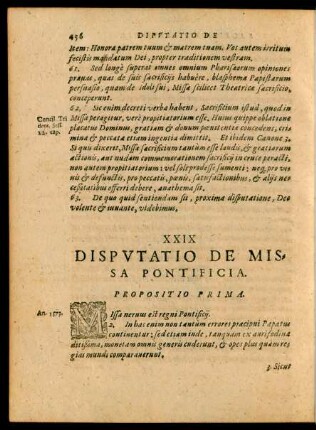 XXIX Disputatio De Missa Pontificia.