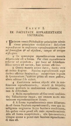 Caput I. Ex facvltate repraesentandi vniversim.