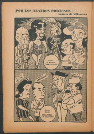 Por los teatros Porteños [Dibujos] : Apuntes de Villanueva