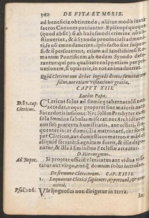Quod Clericus non debet ingredi domos foeminarum ... Caput XIII.