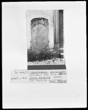 Grabstein für Jonas Köhler, verstorben 1700
