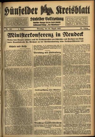 Erste Ausgabe vom Dienstag, den 30. August 1932.