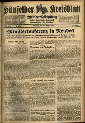 Erste Ausgabe vom Dienstag, den 30. August 1932.