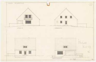 Wohnhaus Direktor Beuermann, Kleinmachnow: Ansichten Südseite, Nordseite, Straßenansicht und Gartenansicht 1.100