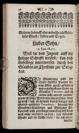 Meinem lieben Sohn wuensche ich Goettlichen Gnad / Leben und Segen [...]