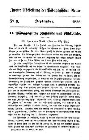 Pädagogische Zustände und Rückblicke