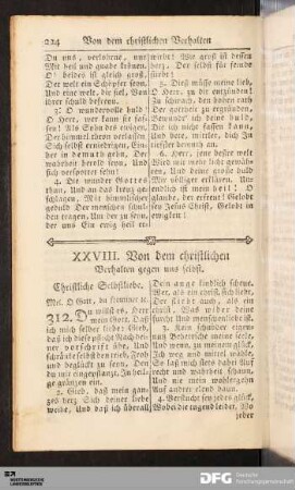 XXVIII. Von dem christlichen Verhalten gegen uns selbst.